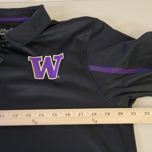 Under Armor Washington‎ Huskies Polo Shirt Black Men's Medium Embroidered Logo - Picture 7 of 9